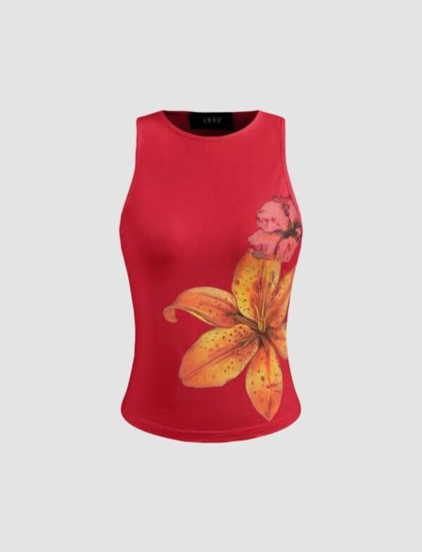 Side Flowers Printed Top - Image 3