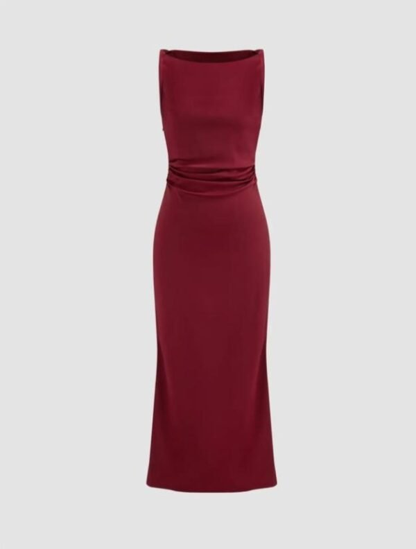 Maroon sleeveless long Frock - Image 2