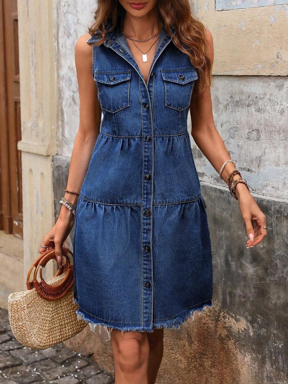 Buttoned Denim Frock