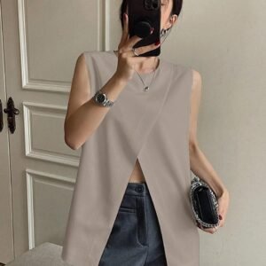 Beige Sleeveless Top