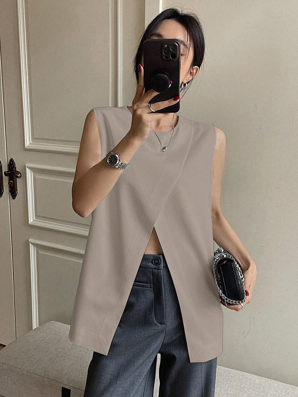 Beige Sleeveless Top