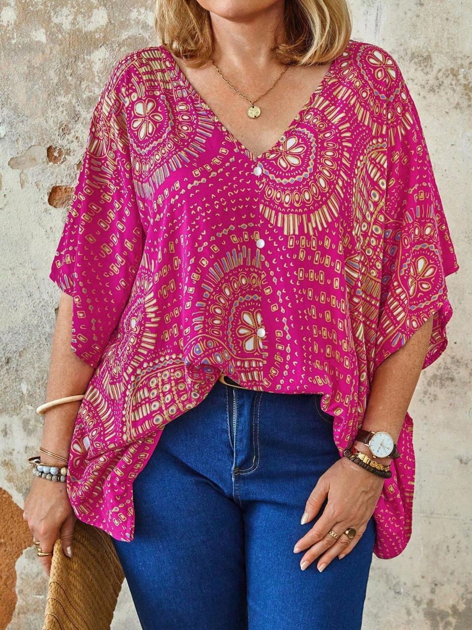 Pink Printed Kaftan