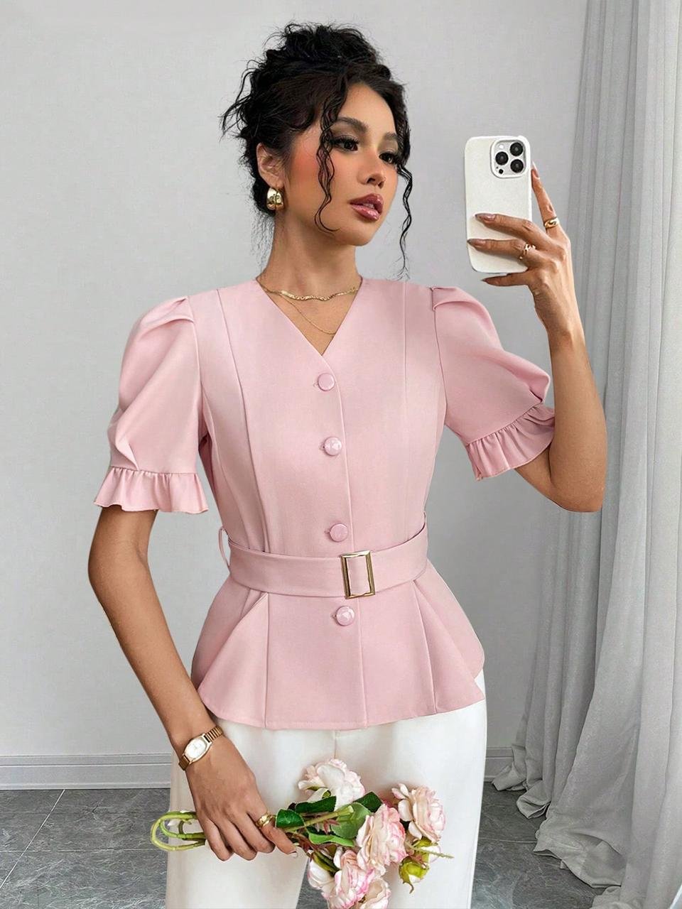 Belted Pink Top