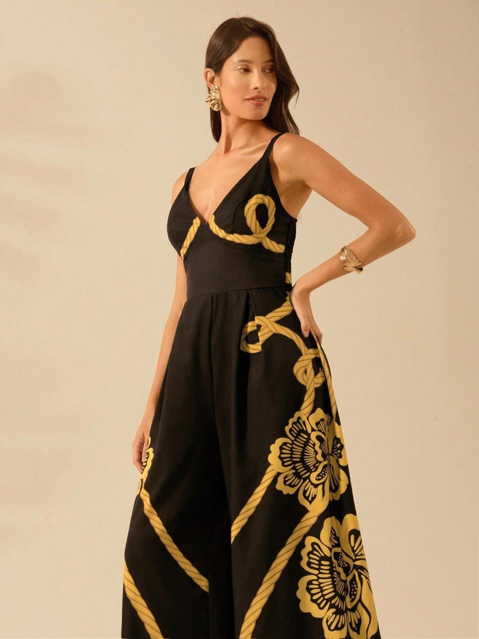 Black & Yellow Floral Dress