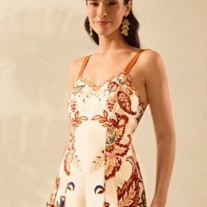 Beige Floral Summer Dress
