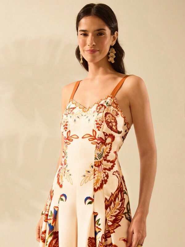 Beige Floral Summer Dress